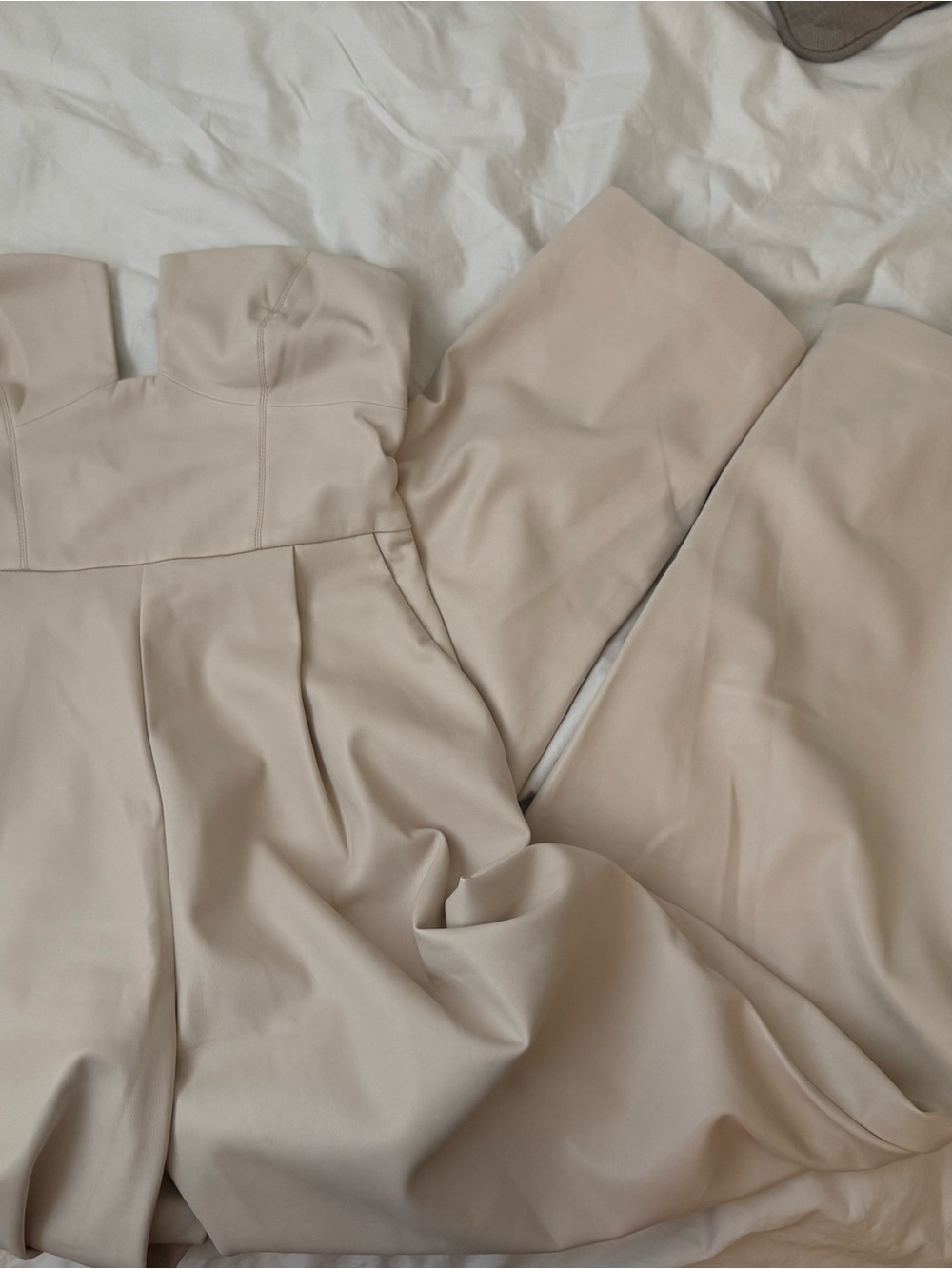 Susana Monaco Strapless Wide-Leg Jumpsuit in Light Beige